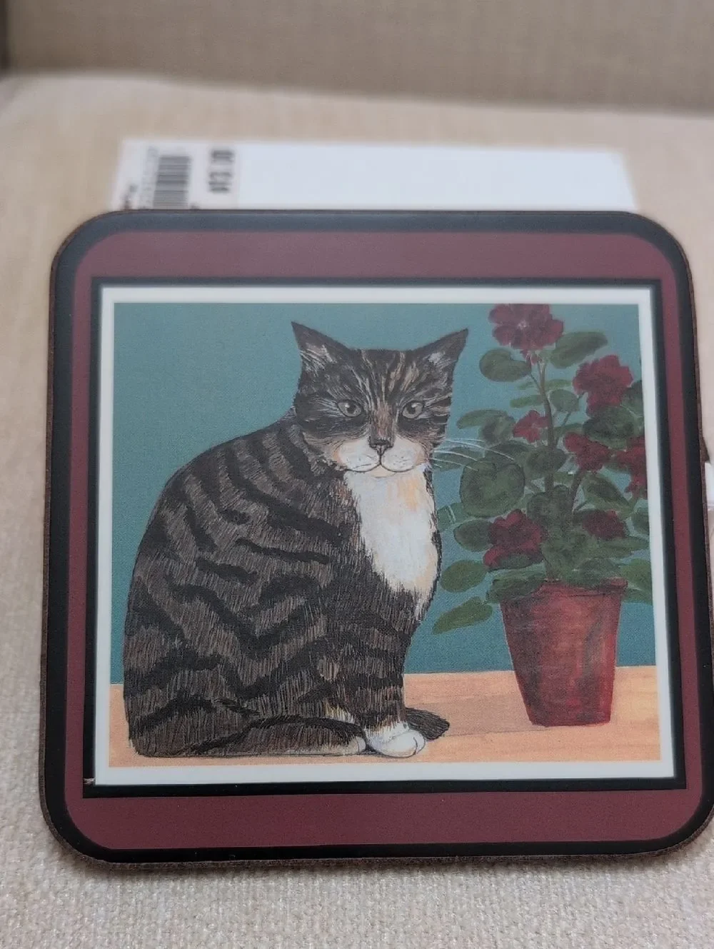 Vintage Pimpernel Cat Coasters Set of 6 Cat and Floral Designs Made in England
